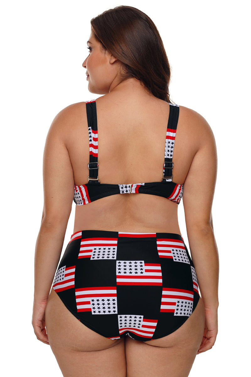 American Flag Checked Plus Size Swimsuit