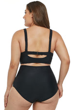 Black Caged Push-Up Balconette Plus Size High Waist Bikini