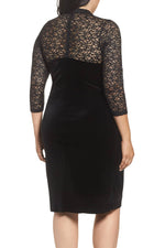 Black Velvet & Glitter Lace Plus Size Sheath Dress