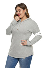 Gray Plus Size Long Sleeve Pullover Hoodie