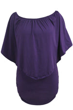 Plus Size Multiple Dressing Layered Purple Mini Poncho Dress