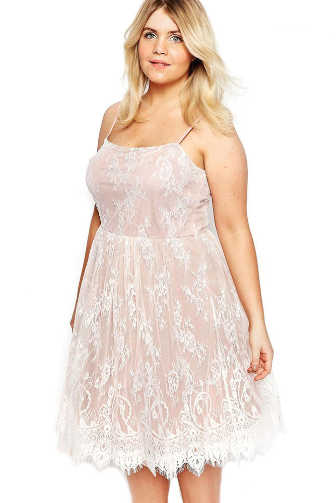 White Big Girl Sweet Lace Skater Dress