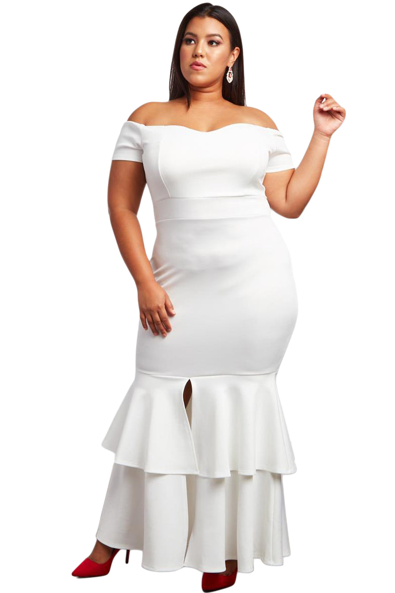 White My Everything Plus Size Mermaid Dress