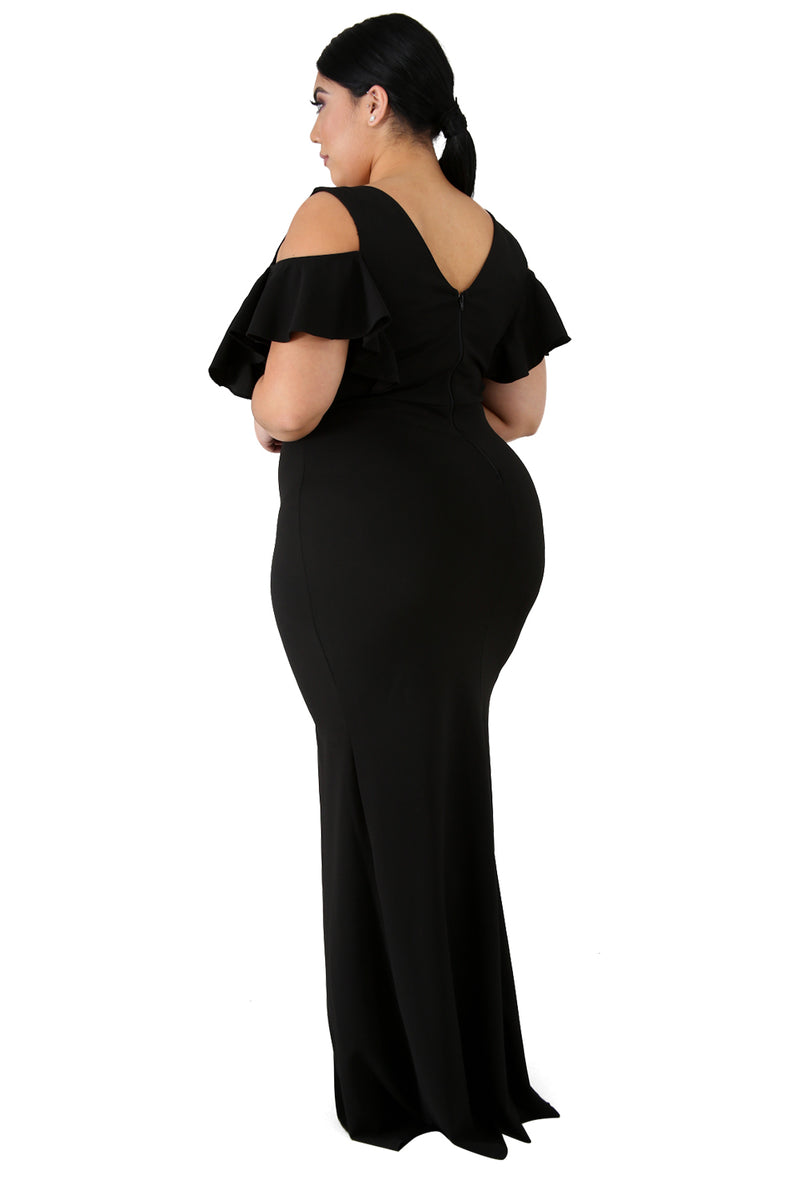 Black Plus Size Flamous Mermaid Dress