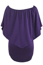 Plus Size Multiple Dressing Layered Purple Mini Poncho Dress