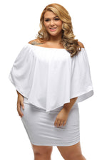 Plus Size Multiple Dressing Layered White Mini Poncho Dress