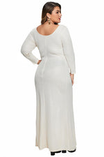 Apricot Plus Size Long Sleeve Twist Detail Maxi Metallic Dress