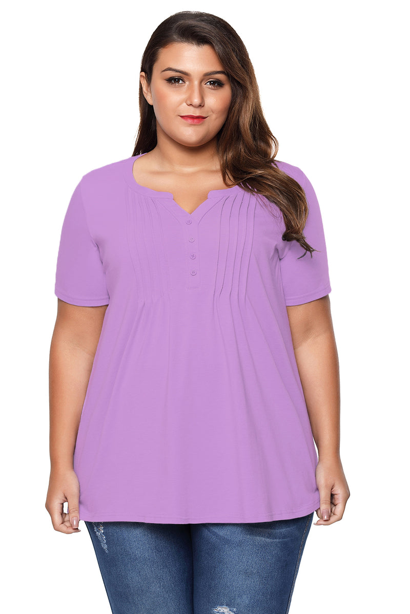 Lilac Plus Size Pin Tuck Jersey Top