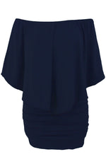 Multiple Dressing Layered Dark Blue Mini Poncho Dress