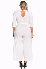 White Plus Size Cut Out Wide Legged Jumpsuit