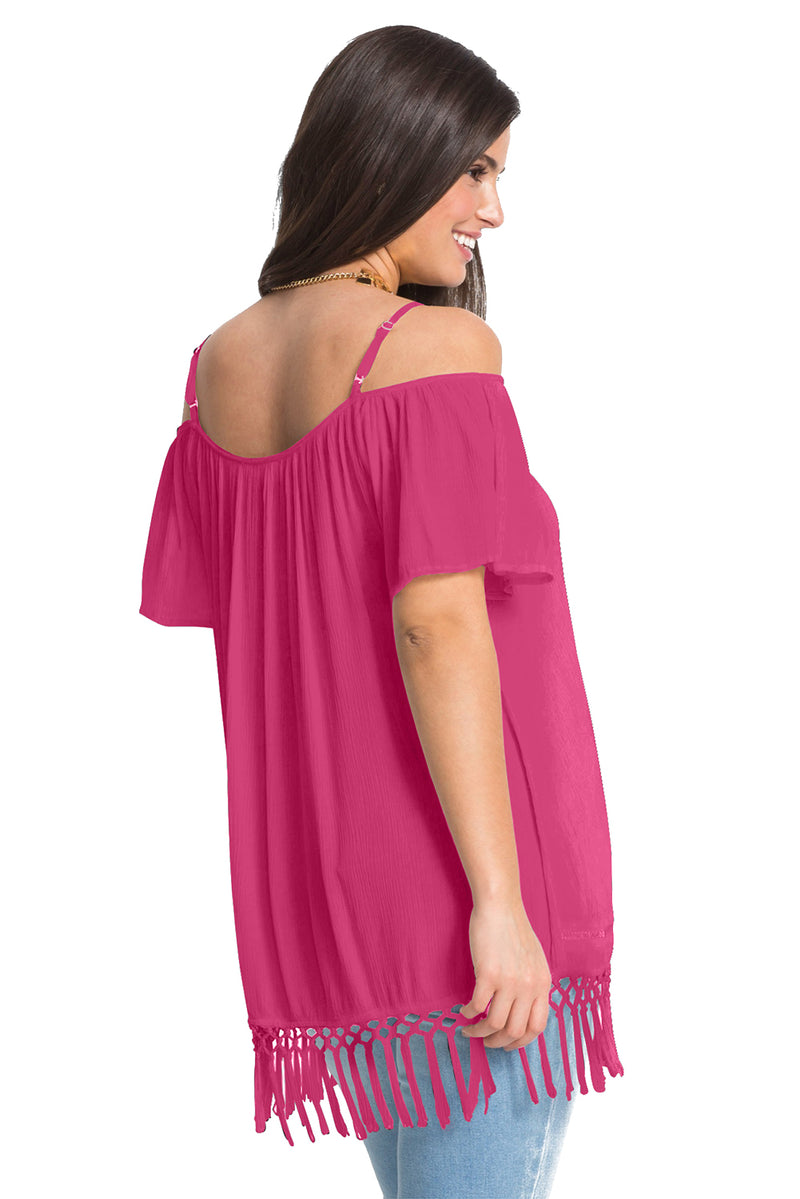 Rose Cold Shoulder Plus Size Blouse Top