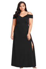 Black Long Off the Shoulder Plus Size Gown