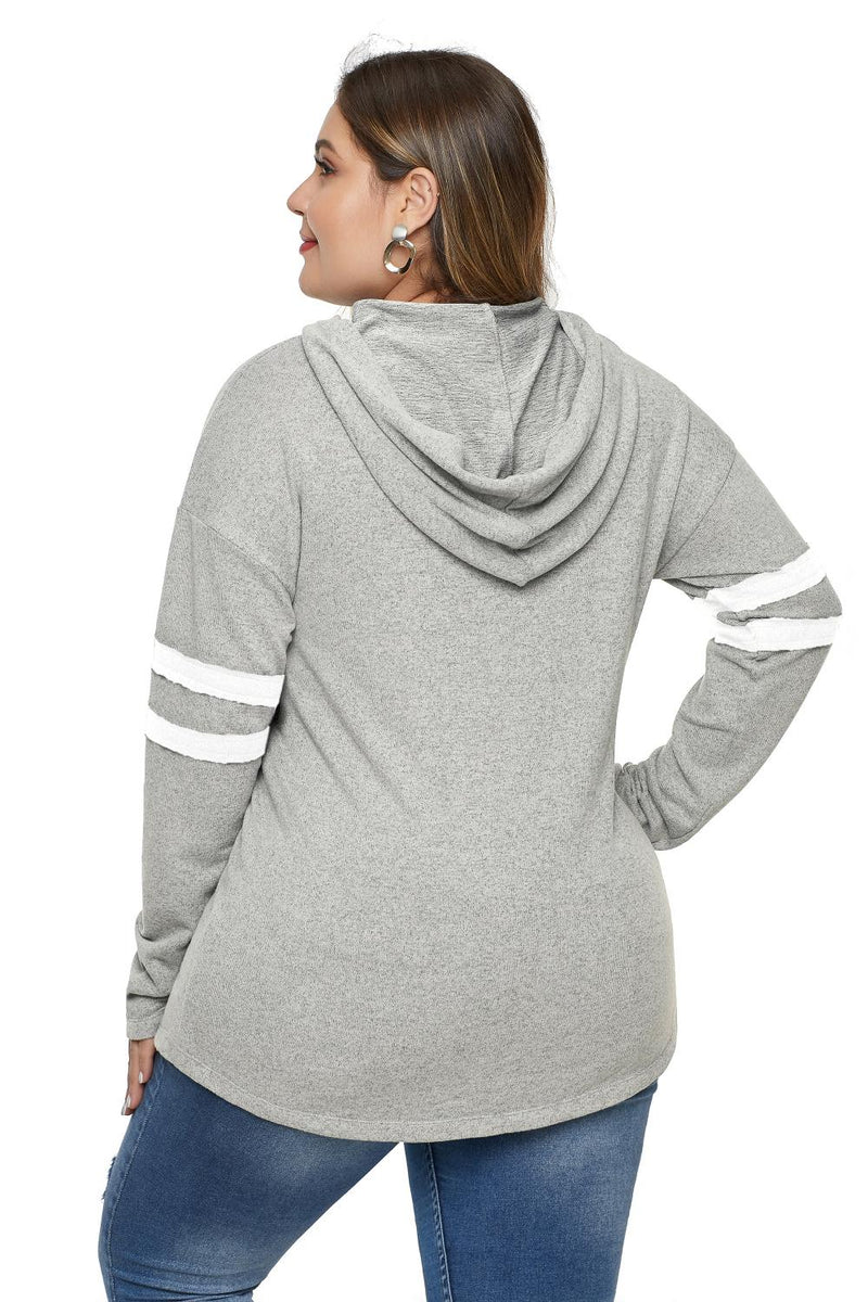 Gray Plus Size Long Sleeve Pullover Hoodie