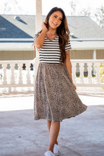 Striped Cheetah Print Swing Dress