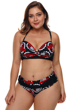 Plus Size Stars Print Pleated Bikini Swimsuit