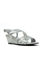 Multi-Strap Evening Wedge Silver