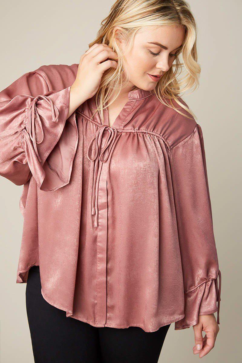 Saphira Satin Tie Blouse