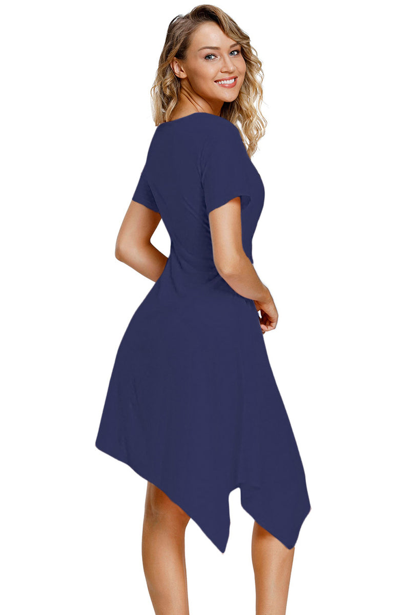 Navy Twist Front Jersey Midi Dress