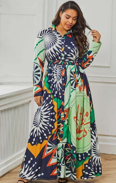 Beautiful Belted Printed Maxi Dress