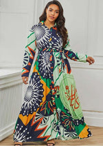 Beautiful Belted Printed Maxi Dress