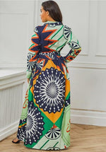 Beautiful Belted Printed Maxi Dress