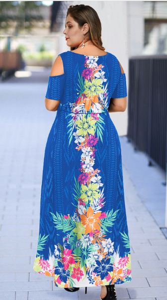 Beautiful Cold Shoulder Floral Print High Low Dress