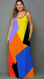 Spaghetti Strap Color Block Maxi Dress