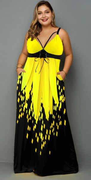 Beautiful Lace Up Sunflower Print Maxi Dress