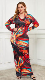 Tie Dye Print Plus Size Maxi Dress