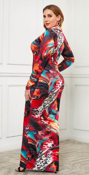 Tie Dye Print Plus Size Maxi Dress