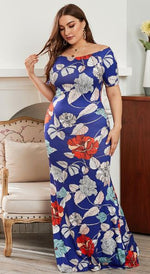 Short Sleeve Flower Print Maxi Dress