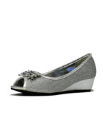 Silver Crystal Wedge Slip On Silver