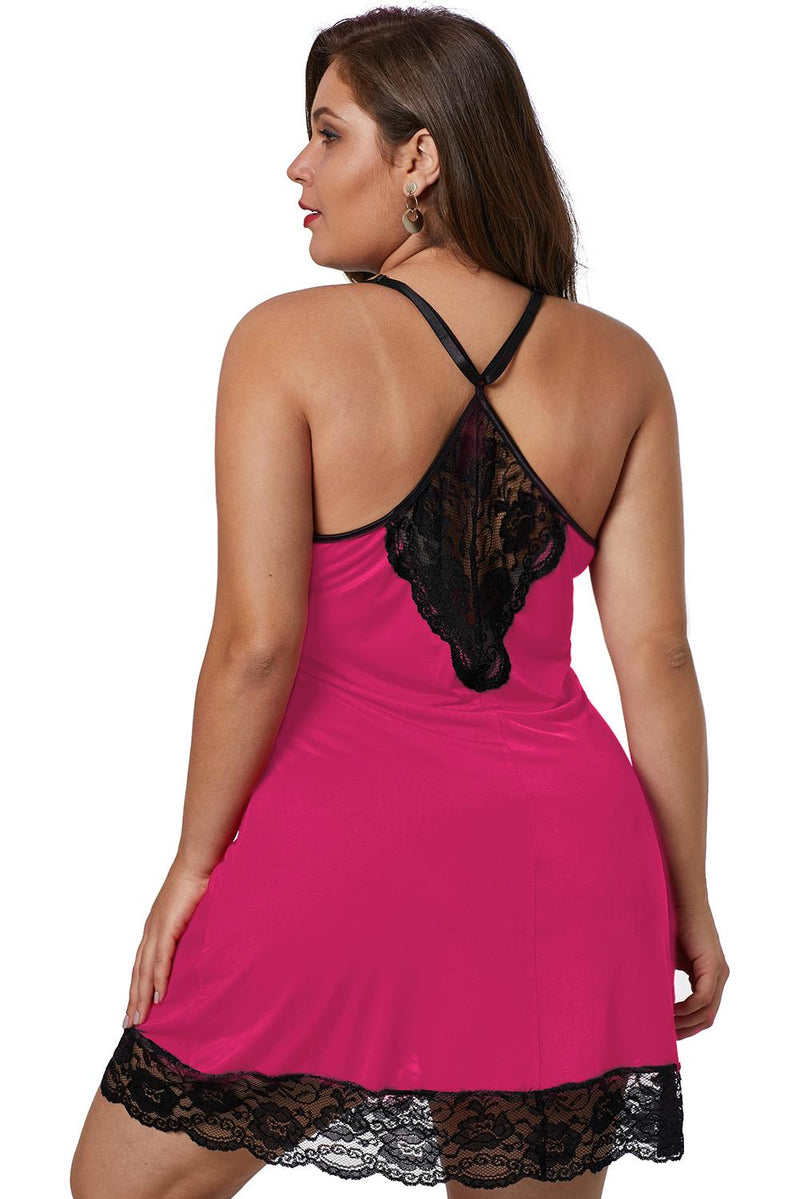 Rose Venecia Chemise with Lace Trim