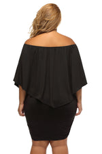 Plus Size Multiple Dressing Layered Black Mini Poncho Dress