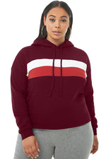 Burgundy Striped Detail Plus Size Chunky Hoodie