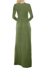 Army Green Long Sleeve Button Down Casual Maxi Dress