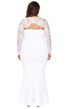 White Plus Size Lace Bolero Mermaid Gown