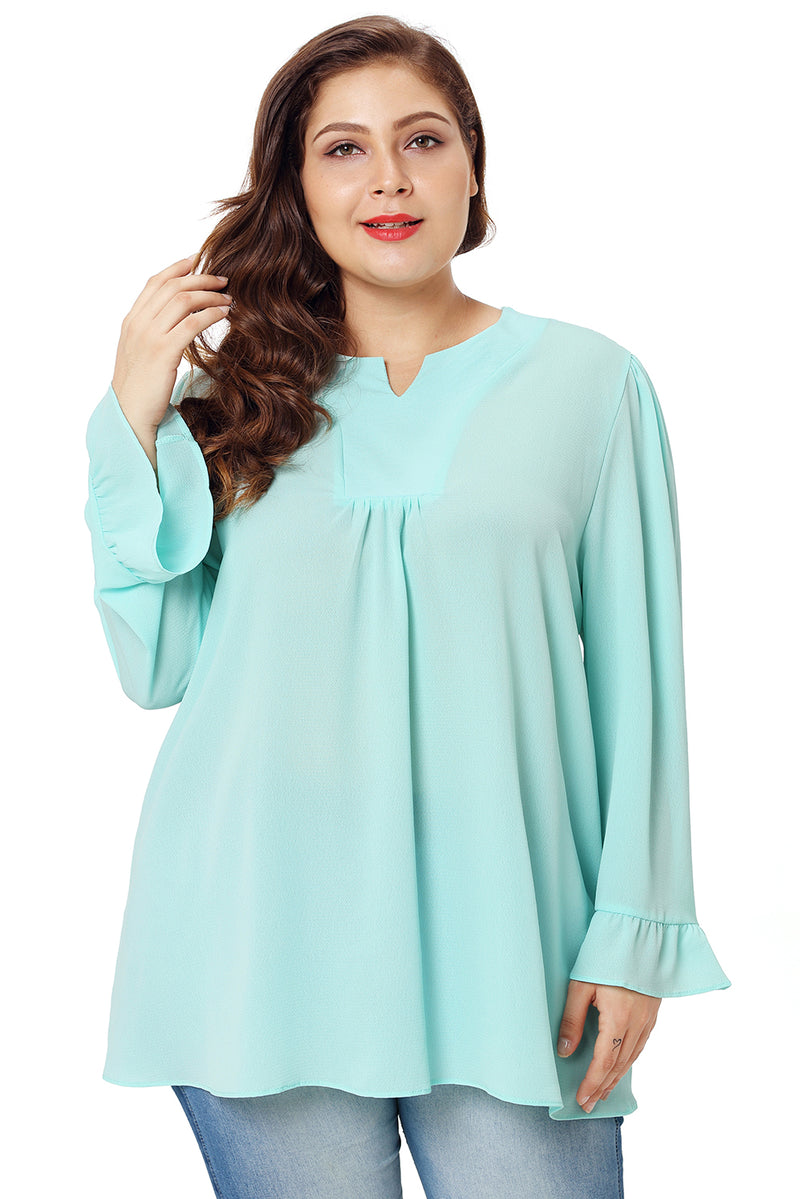 Light Mint Green Casual Plus Size Top