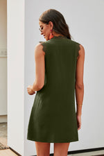 Green Eyelash V Neck Sleeveless Shift Mini Dress