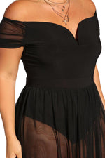 Black Sheer Allure Plus Size Bodysuit Dress