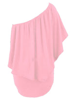 Plus Size Multiple Dressing Layered Pink Mini Poncho Dress