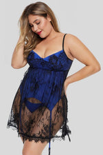 Plus Size Eyelash Lace Babydoll Set