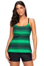 Greenish Strappy Hollow-out Back Plus Size Tankini