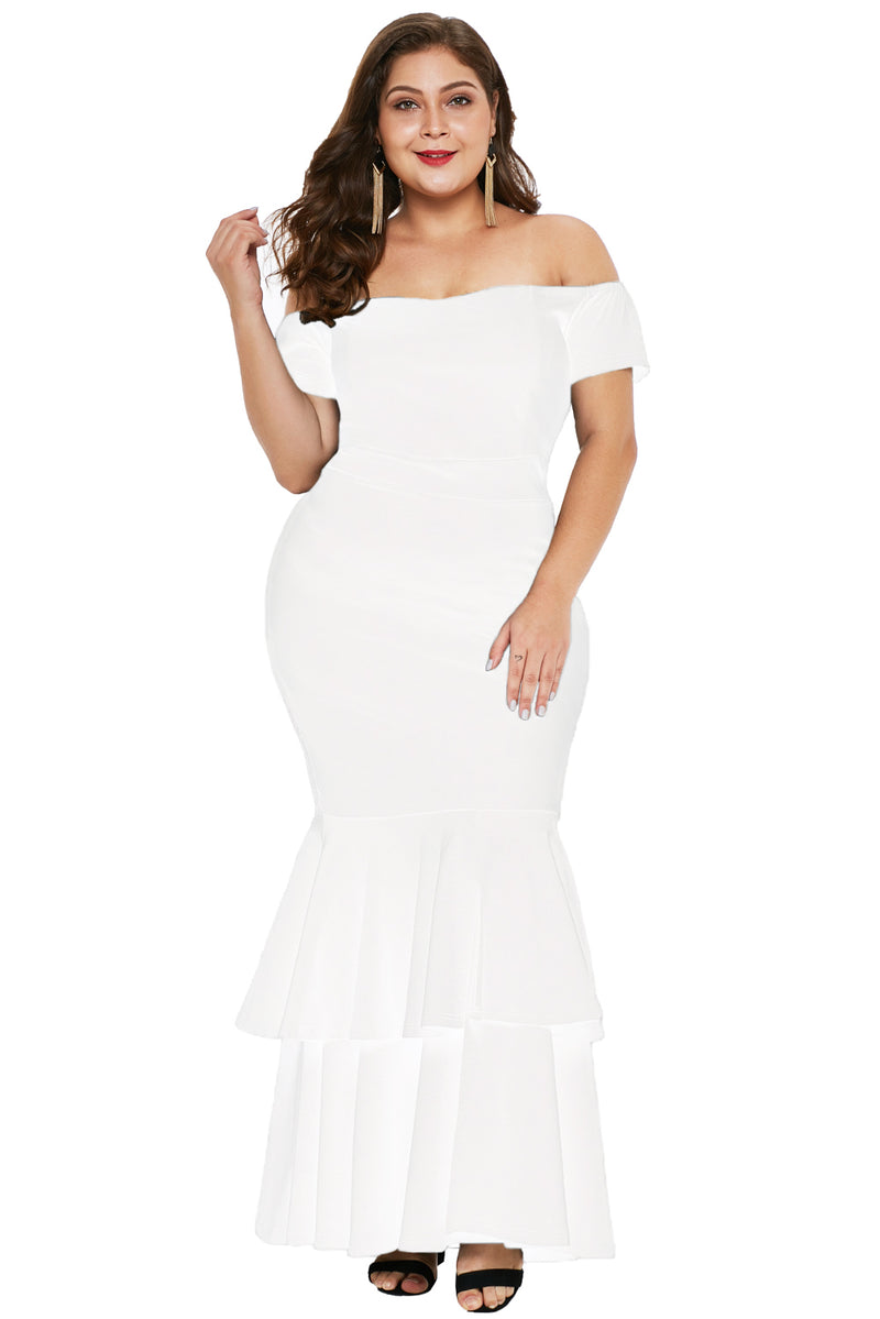 White My Everything Plus Size Mermaid Dress