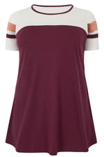 Red Plus Size Colour Block Top