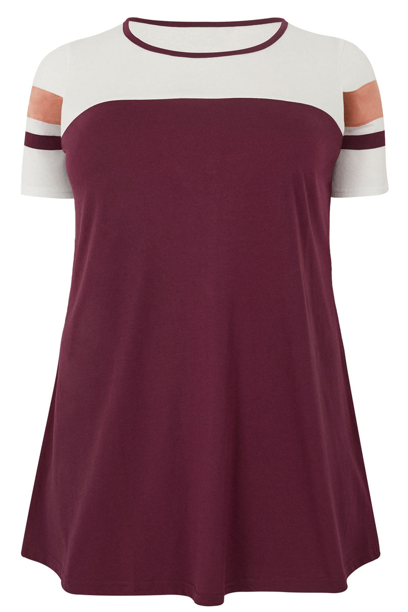 Red Plus Size Colour Block Top