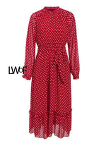 Elegant Lantern Sleeve Polka Dot Print Dress