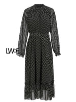 Elegant Lantern Sleeve Polka Dot Print Dress