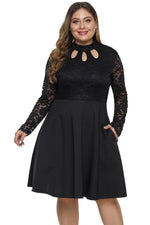 Black Keyhole Lace Bustier Plus Size Dress