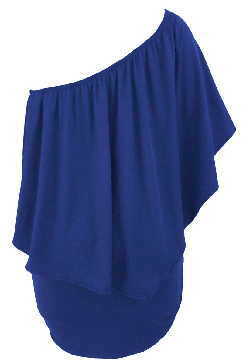 Plus Size Multiple Dressing Layered Blue Mini Poncho Dress